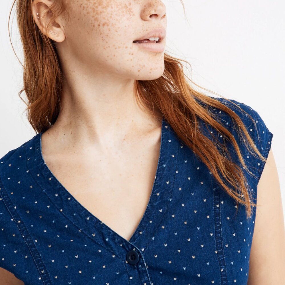 New Lower Price!! Indigo Cap-Sleeve Button-Front … - image 3